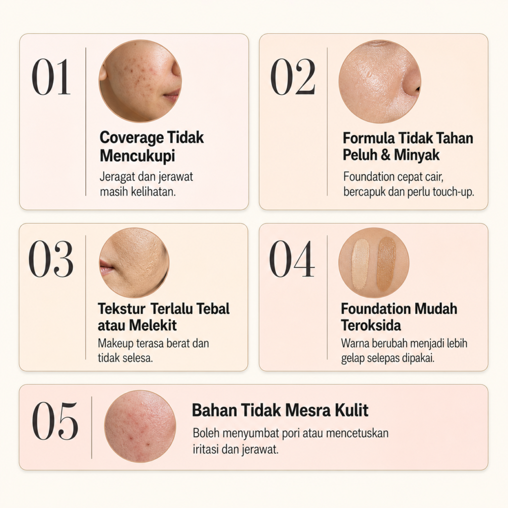 Punca foundation tidak memberi full coverage dan mudah bercapuk