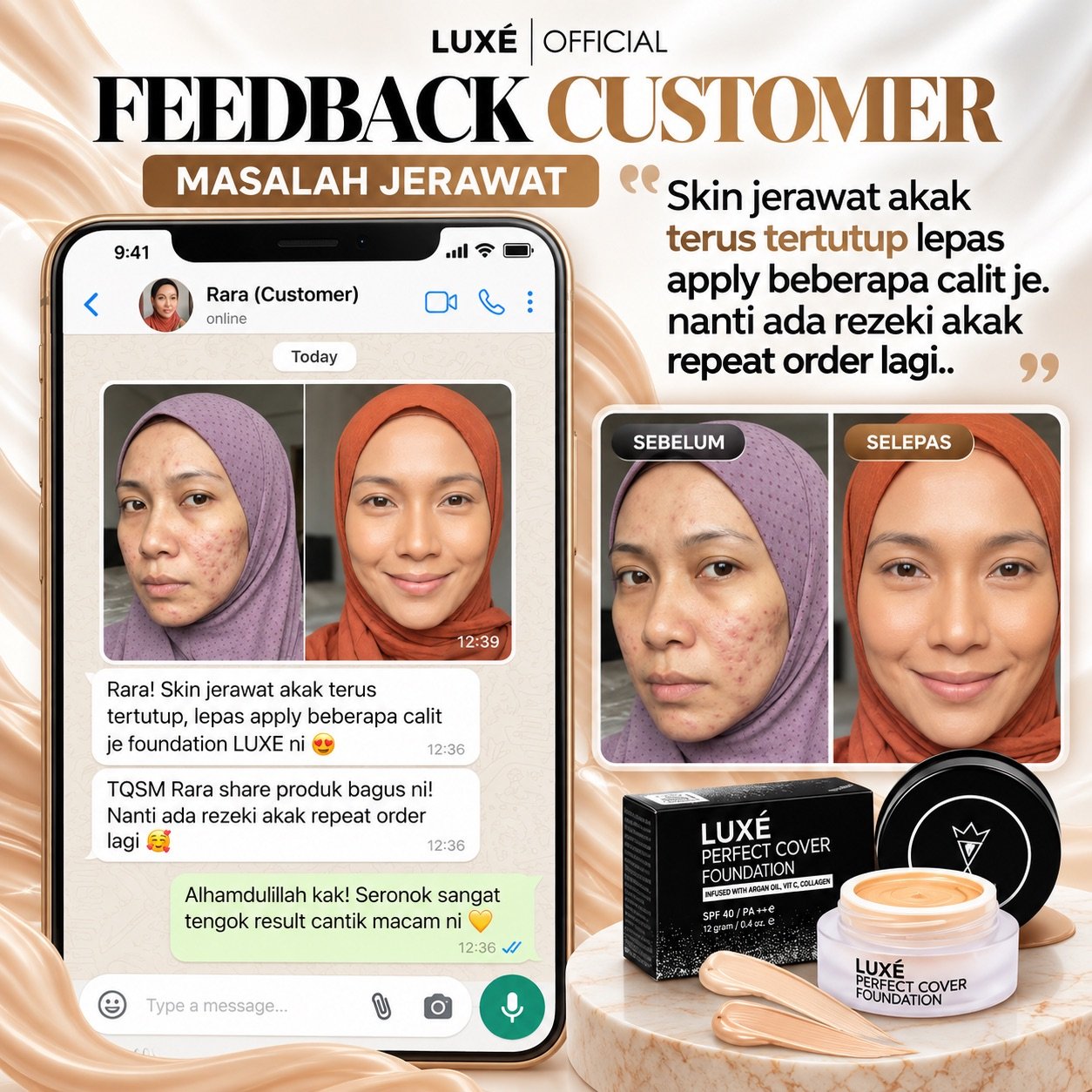 Feedback pelanggan Luxe Perfect Cover